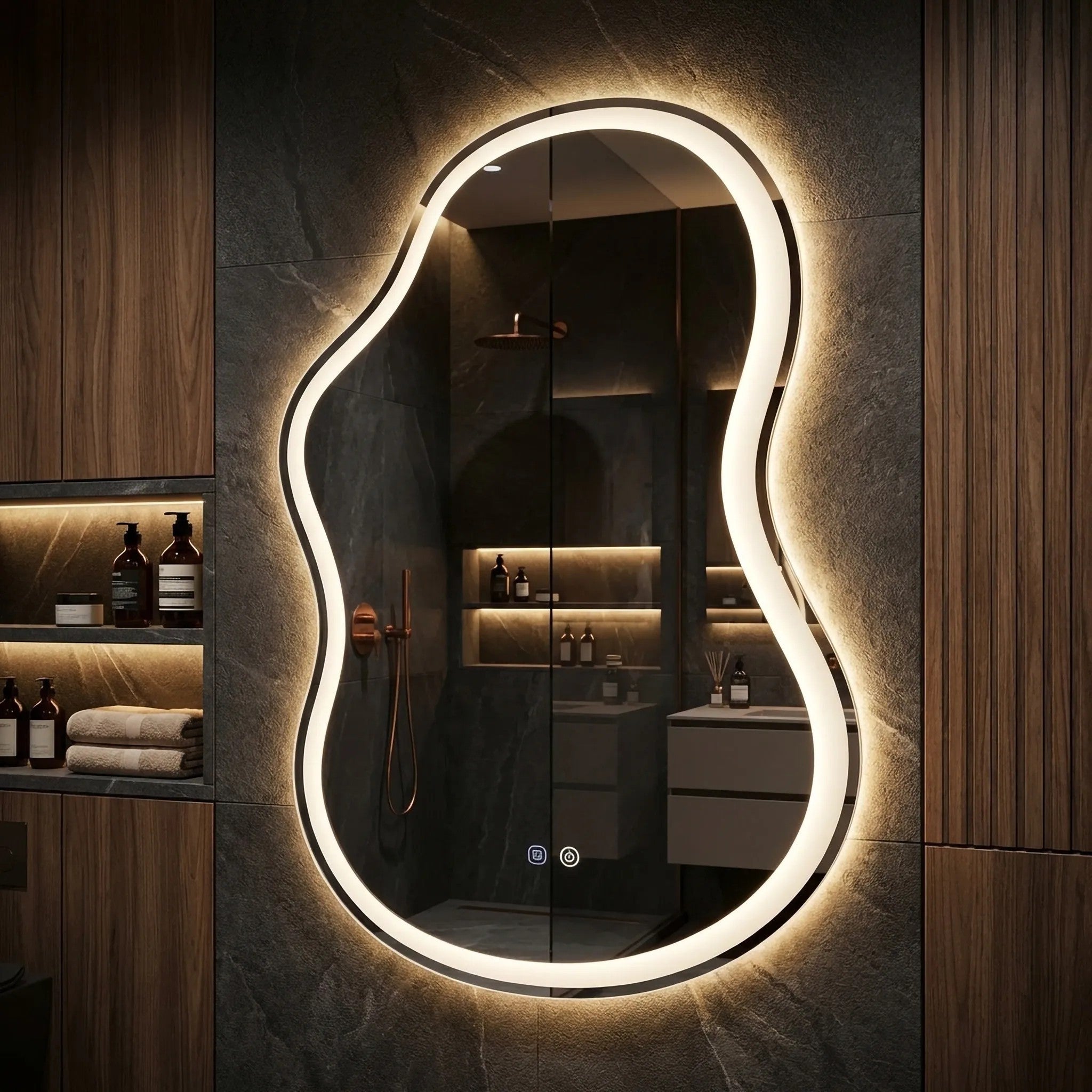 LUSTRO ŚCIENNE LED UNO DOUBLE 80x55 cm  4