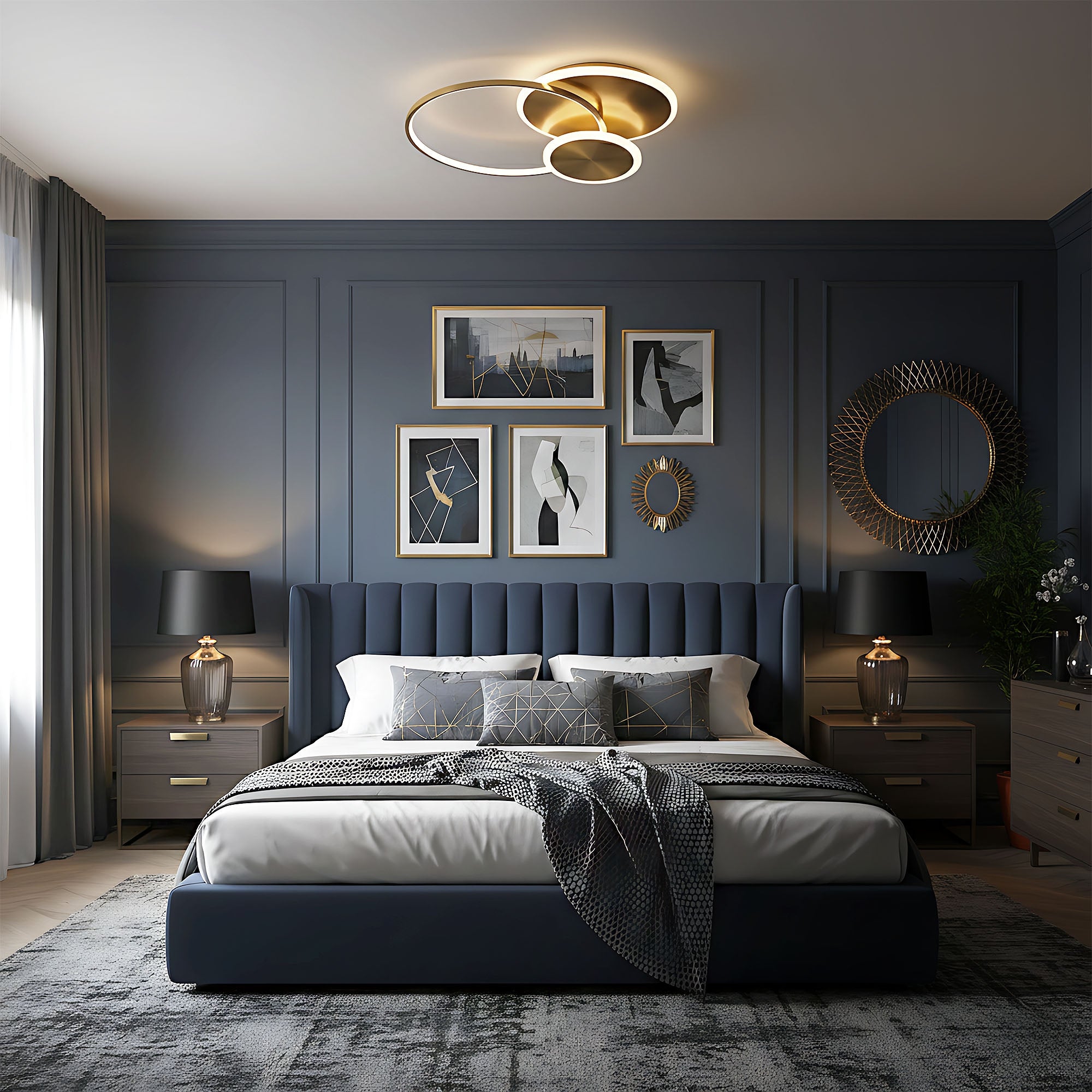 Lampa sufitowa APP1711-C plafon LED Złota Szczotkowana + pilot  3