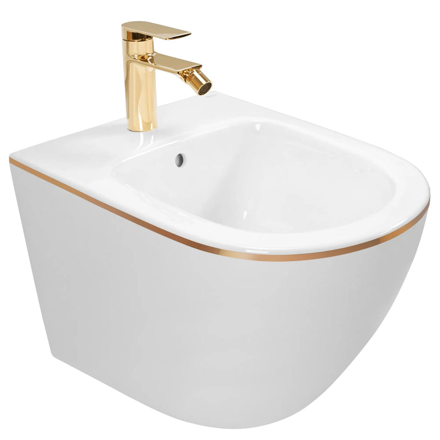 Bidet podwieszany Rea Carlo Mini White Gold Edge