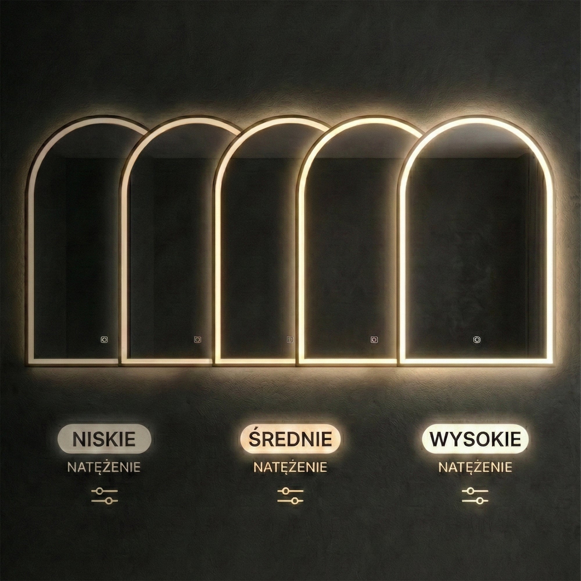 LUSTRO ŚCIENNE LED 60x100cm DART GOLD  6