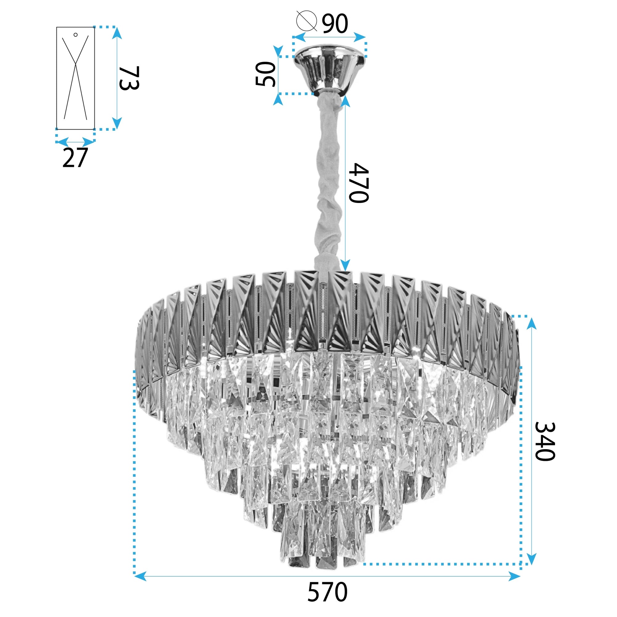 Lampa Wisząca Z Kryształami G060-cp 60cm  6