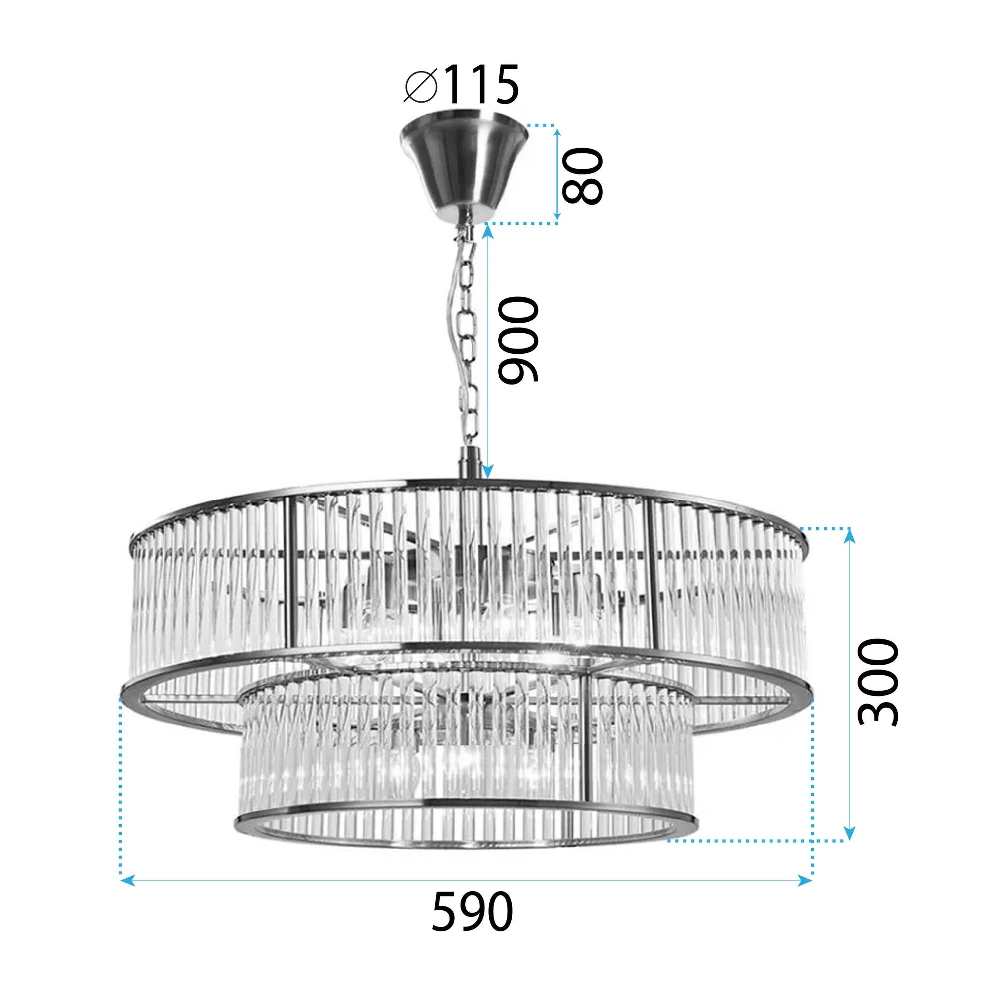 Lampa Kryształowa Wisząca APP1563-8CP Chrom  8