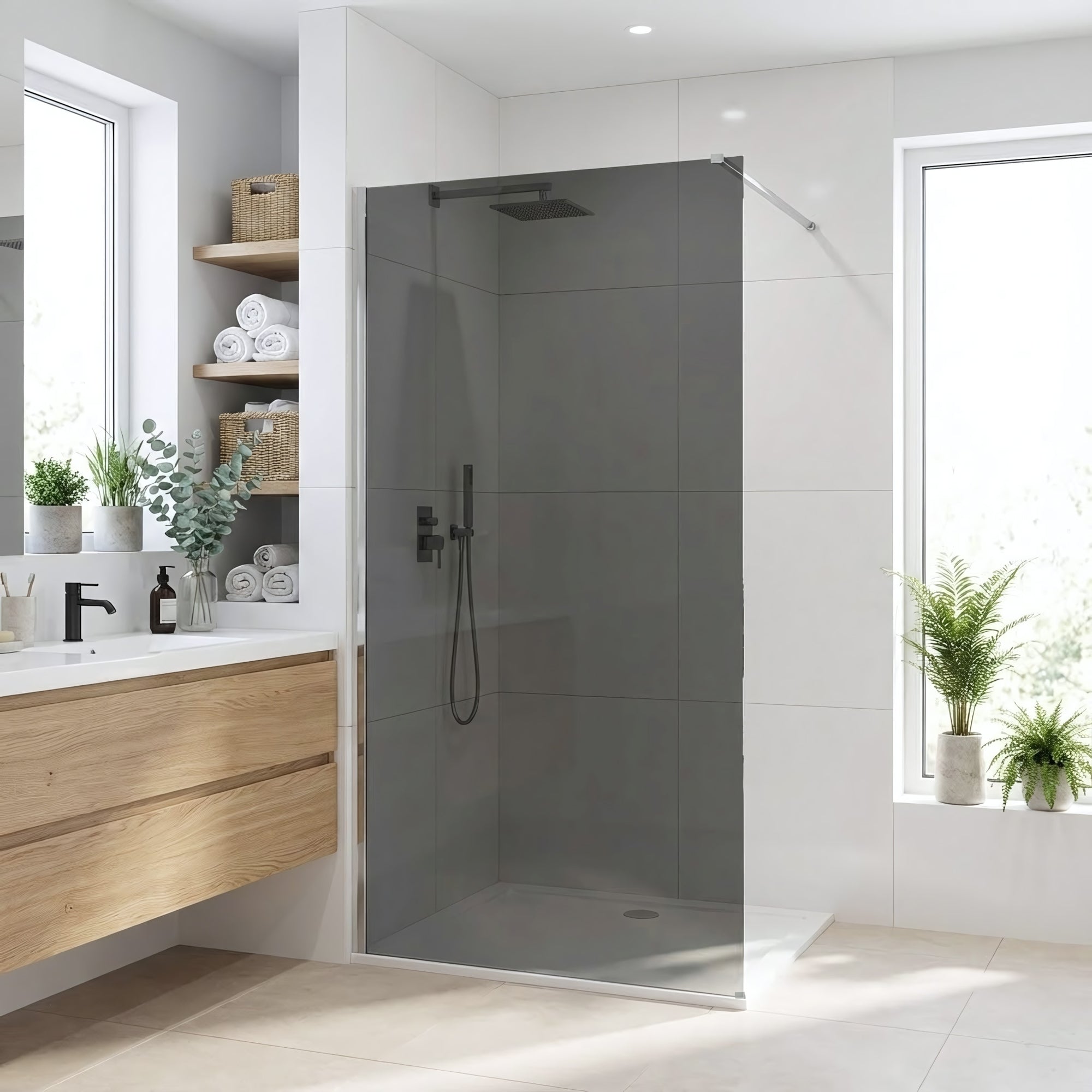 Kabina prysznicowa Walk-In Rea Flexi Grey / Chrome 90  5