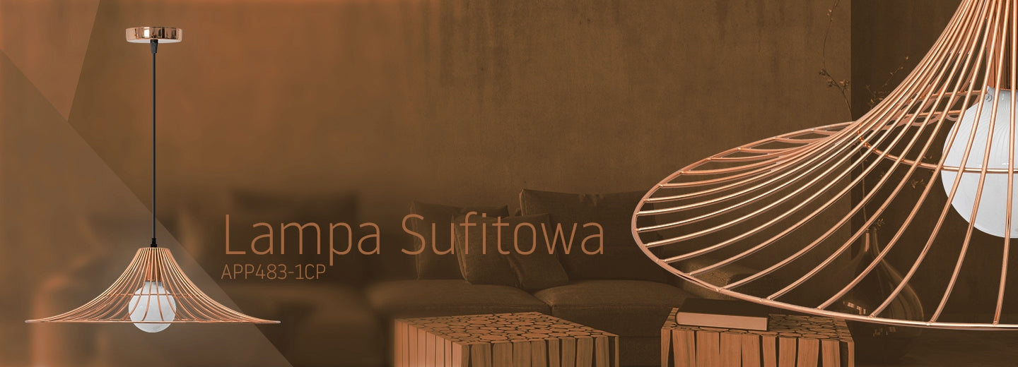 Lampa Sufitowa Wisząca Płaska Okrągła Loft  APP483-1CP Różowe Złoto  4