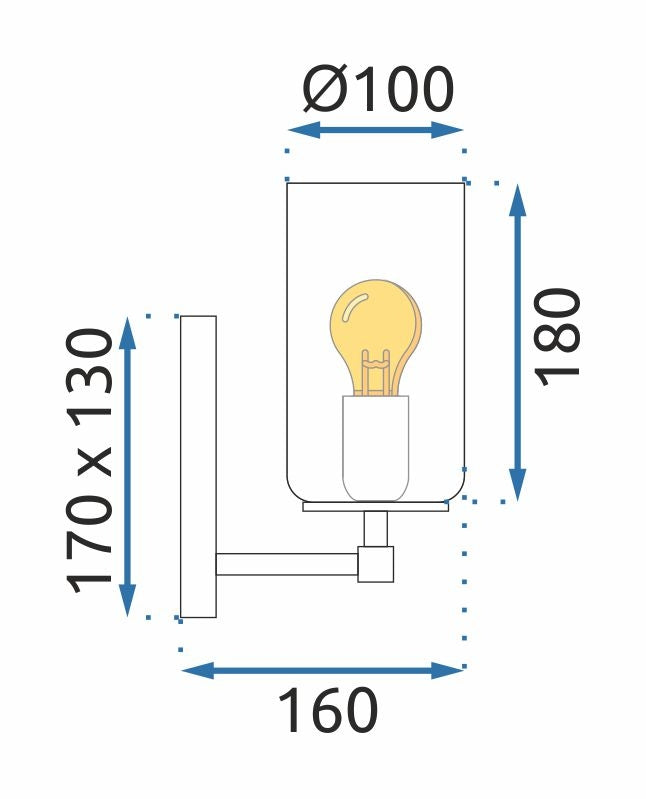 LAMPA ŚCIENNA KINKIET APP1224-1W  Złota  8