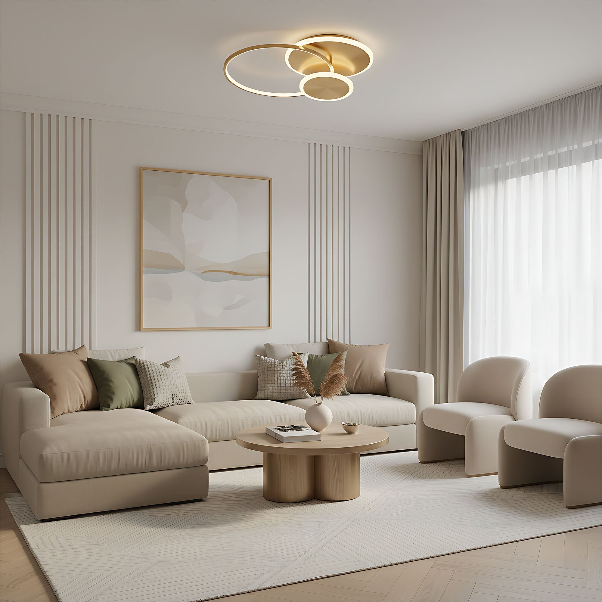 Lampa sufitowa APP1711-C plafon LED Złota Szczotkowana + pilot  2