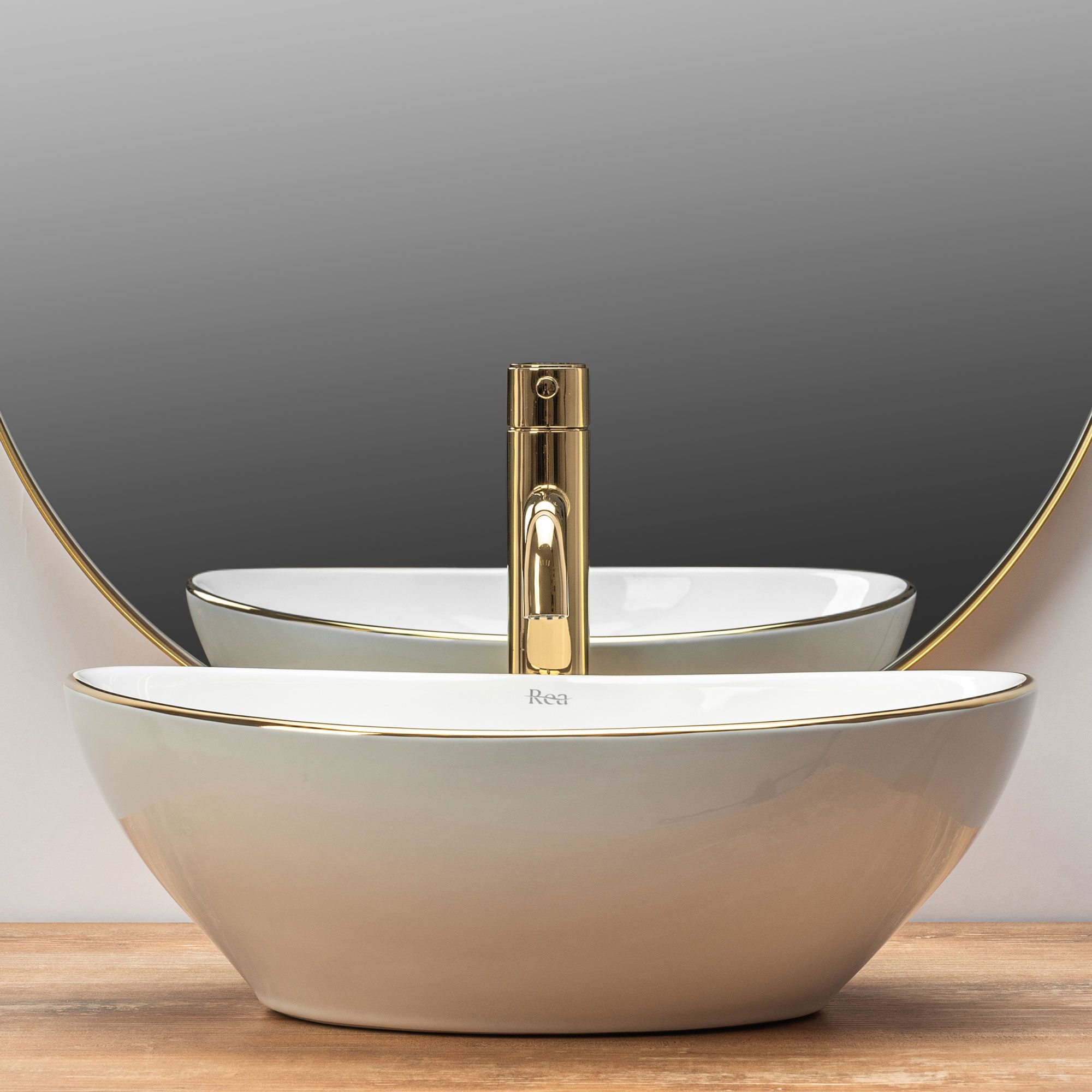 Umywalka nablatowa Rea Sofia Gold Edge