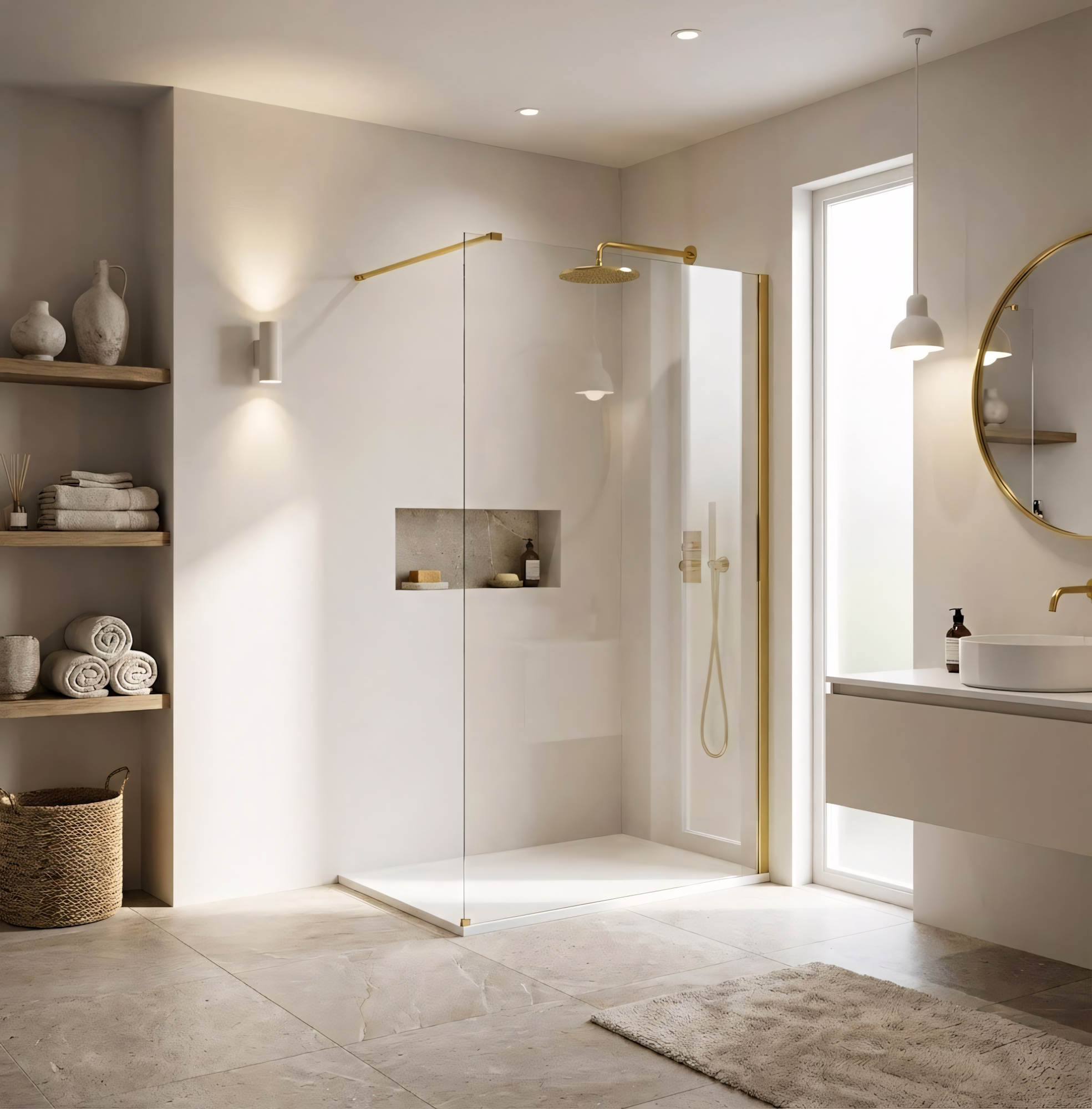 Kabina prysznicowa Walk-In Rea Flexi Transparent / Gold 90  2