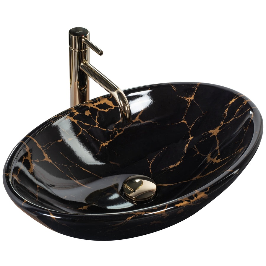 Umywalka nablatowa REA Pamela Black Marble Shiny  1