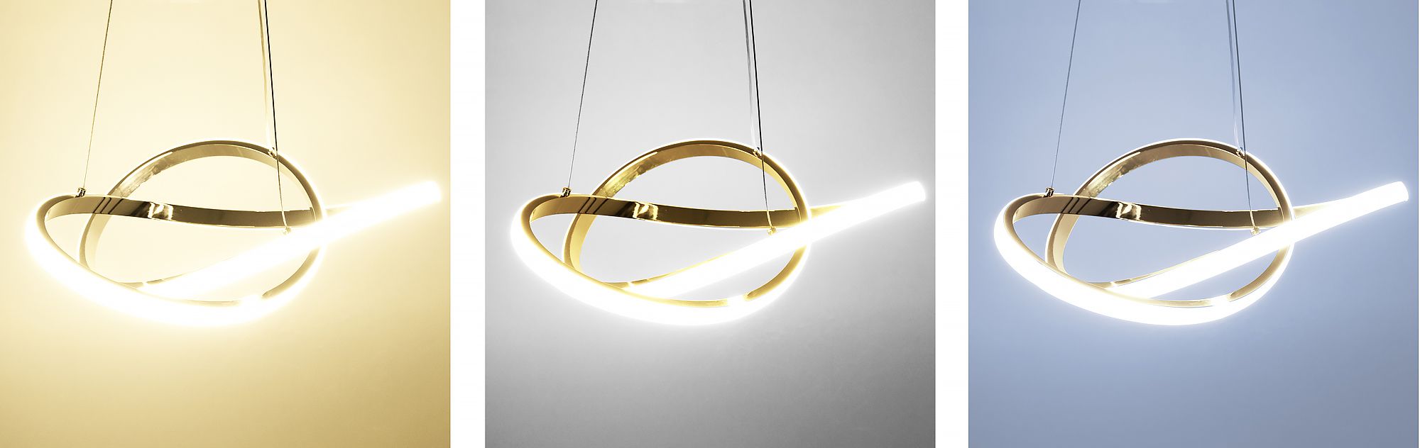 Lampa Sufitowa Wisząca Ring Nowoczesna LED + Pilot APP390-CP Złota