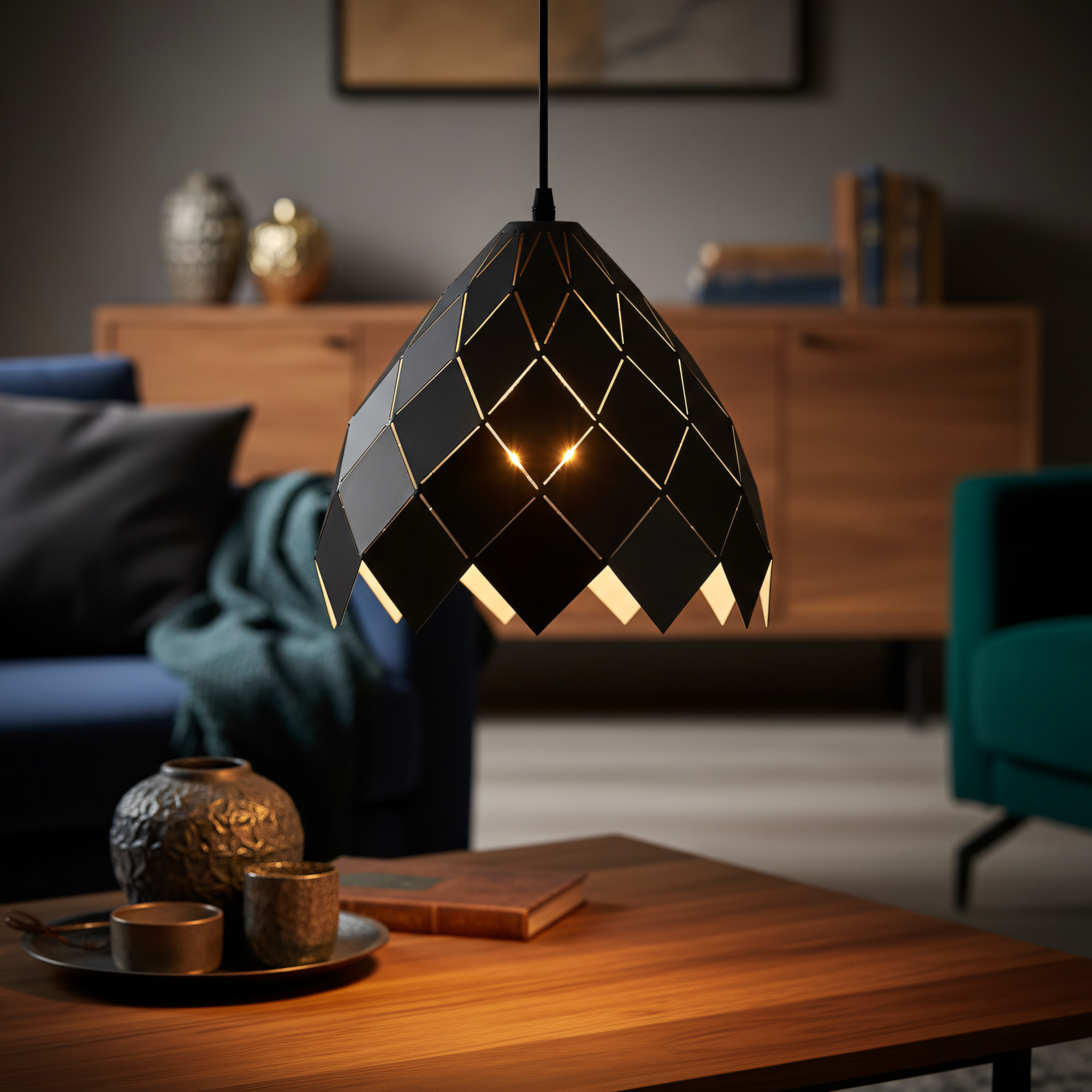 Lampa Sufitowa Wisząca Metalowa APP338-1CP Czarna  2