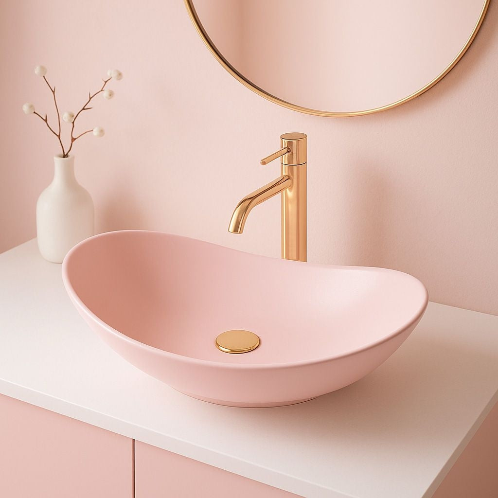 Umywalka Nablatowa Rea Royal Powder Pink Matt  7