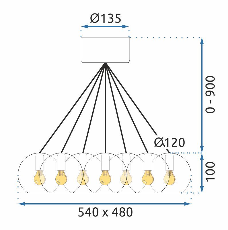 Lampa Sufitowa Wisząca Szklane Kule APP561-13CP