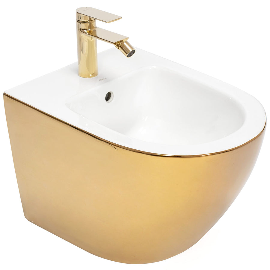 Bidet podwieszany Rea Carlo Mini Gold White