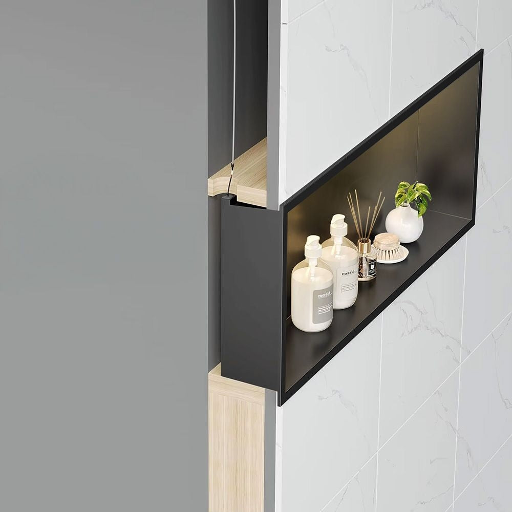 Półka Wnękowa Łazienkowa Led 30x45 Czarna  6