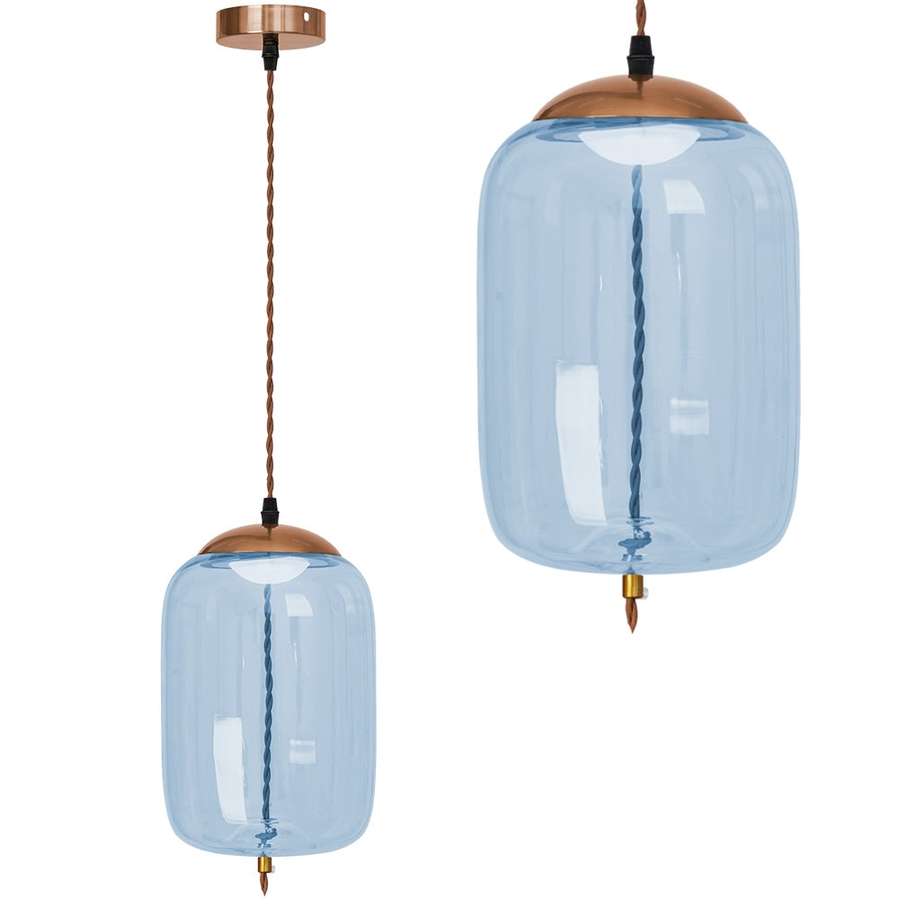 Lampa LED Sufitowa Wisząca Szklana APP443-CP Niebieska  1