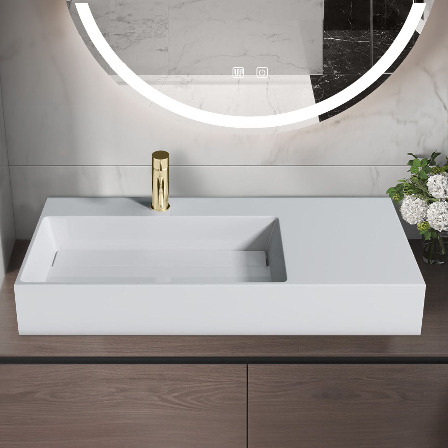 Umywalka konglomeratowa Archi 75 CM biały mat