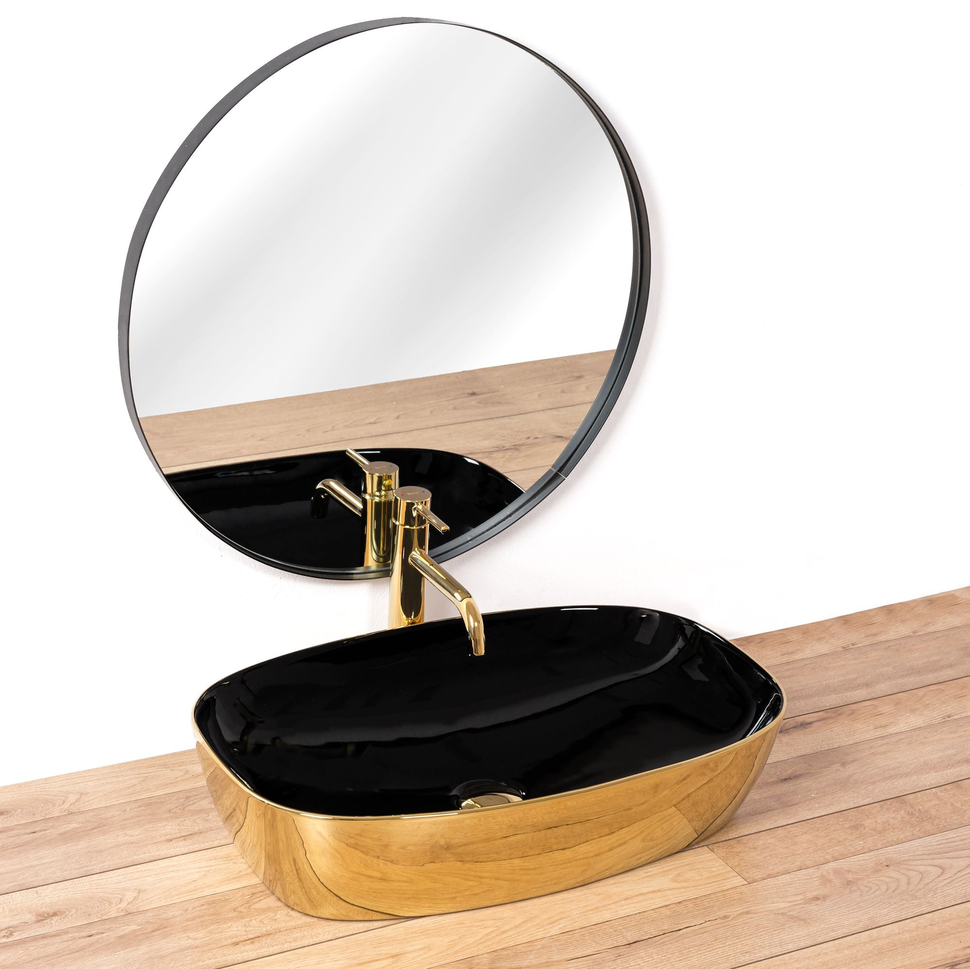 Umywalka Ceramiczna Nablatowa Rich Gold/Black