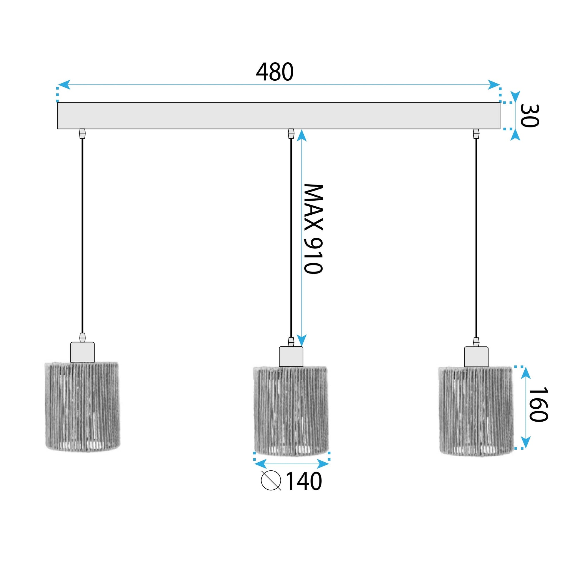Lampa Sufitowa Wisząca APP1821-3CP Nature Black  7