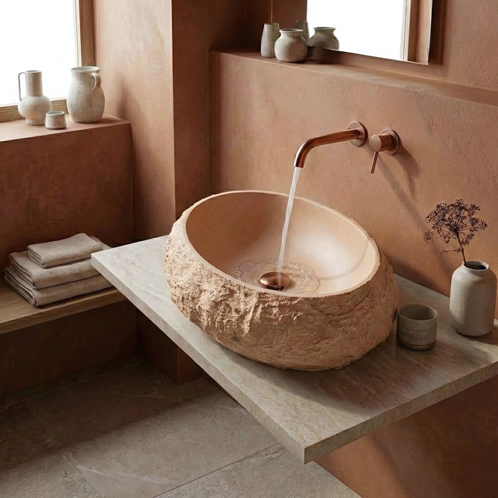 Umywalka nablatowa Rea Mika Light Terracotta  1