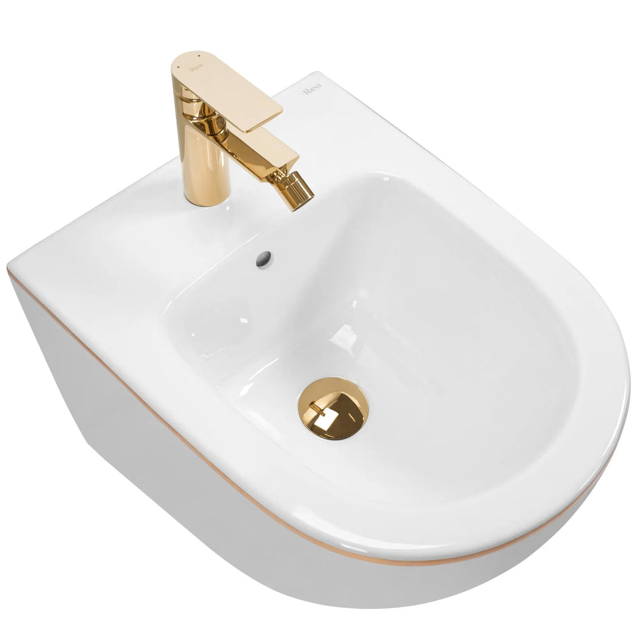 Bidet podwieszany Rea Carlo Mini White Gold Edge