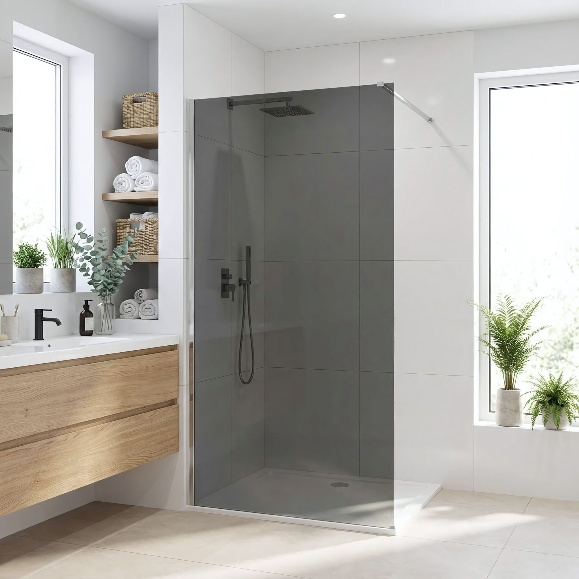 Kabina prysznicowa Walk-In Rea Flexi Grey / Chrome 100  1