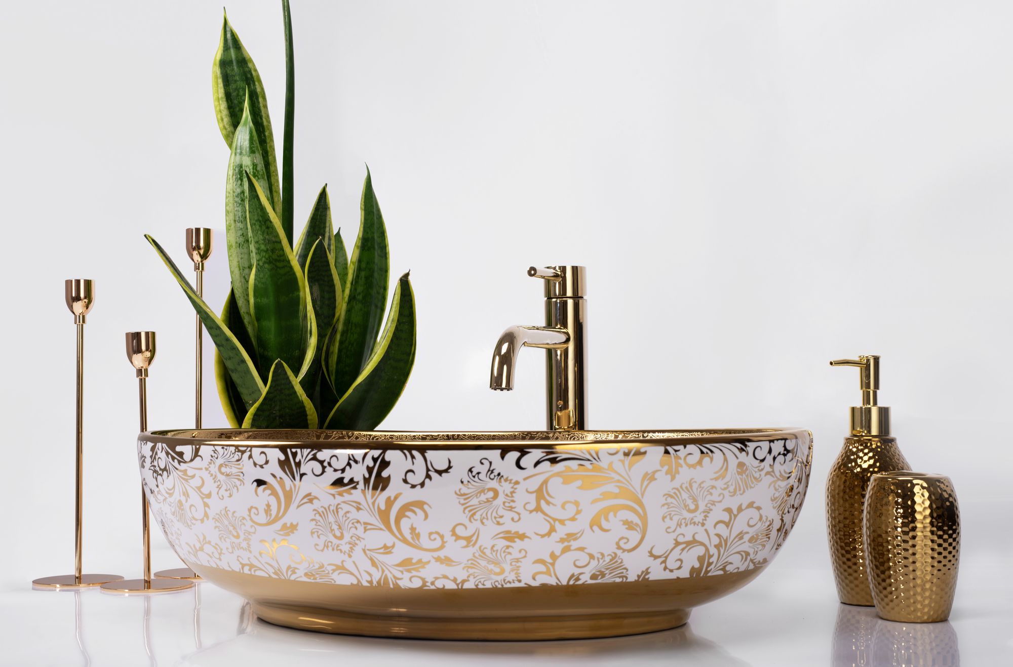 Umywalka Nablatowa Rea Margot White/Gold