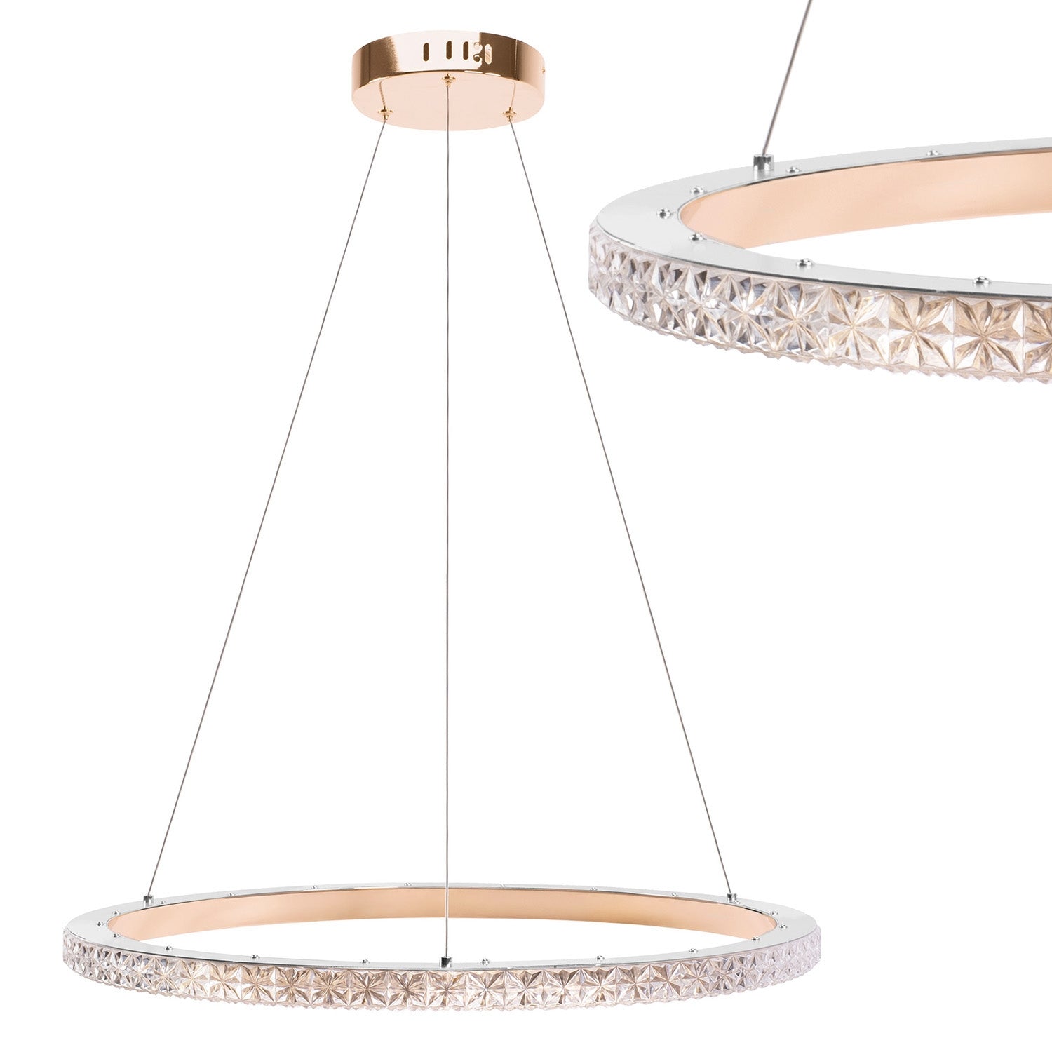 Lampa Wisząca Led Ms009-cp Jasne Różowe Złoto 59cm  1