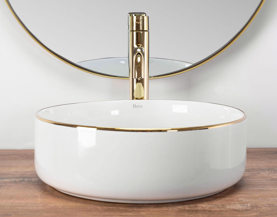Umywalka nablatowa Rea Sami Gold Edge