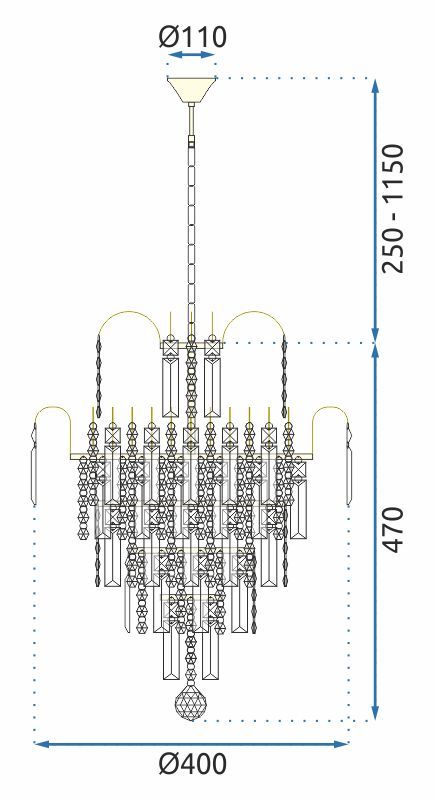 KRYSZTAŁOWA LAMPA SUFITOWA 312358 Złota