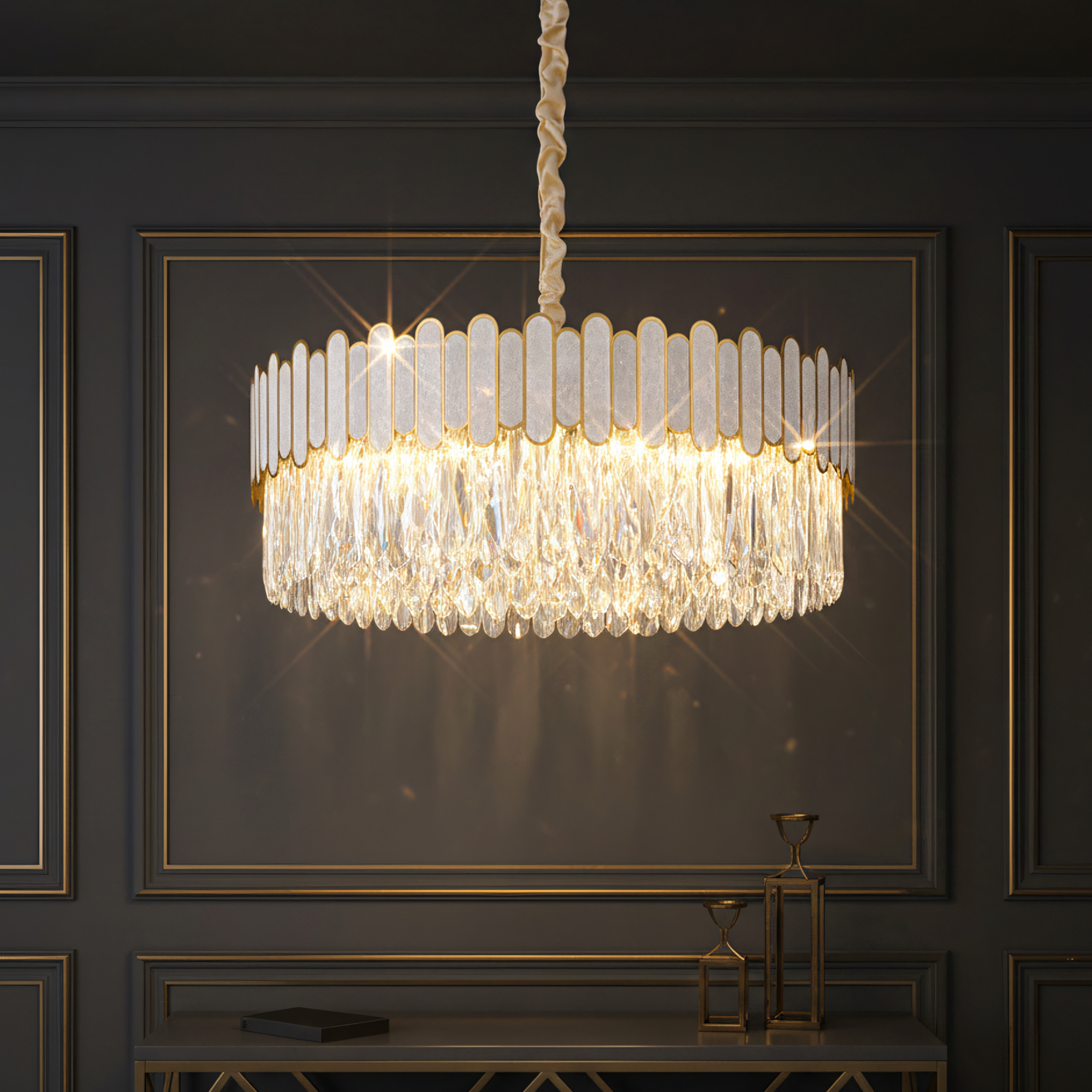 Lampa sufitowa wisząca APP1747-8CP 60 cm Złota  5