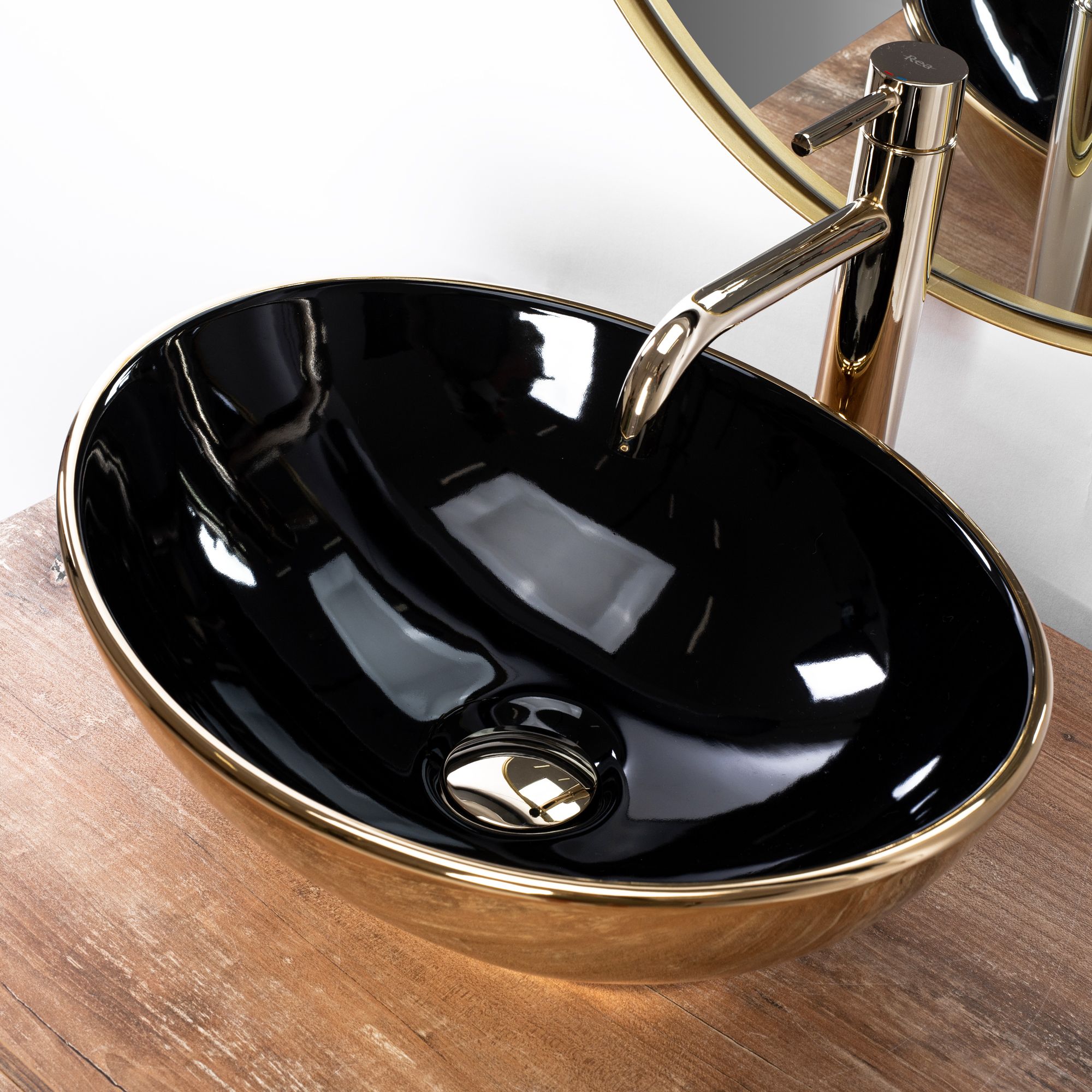 Umywalka nablatowa Rea Sofia in Black Gold
