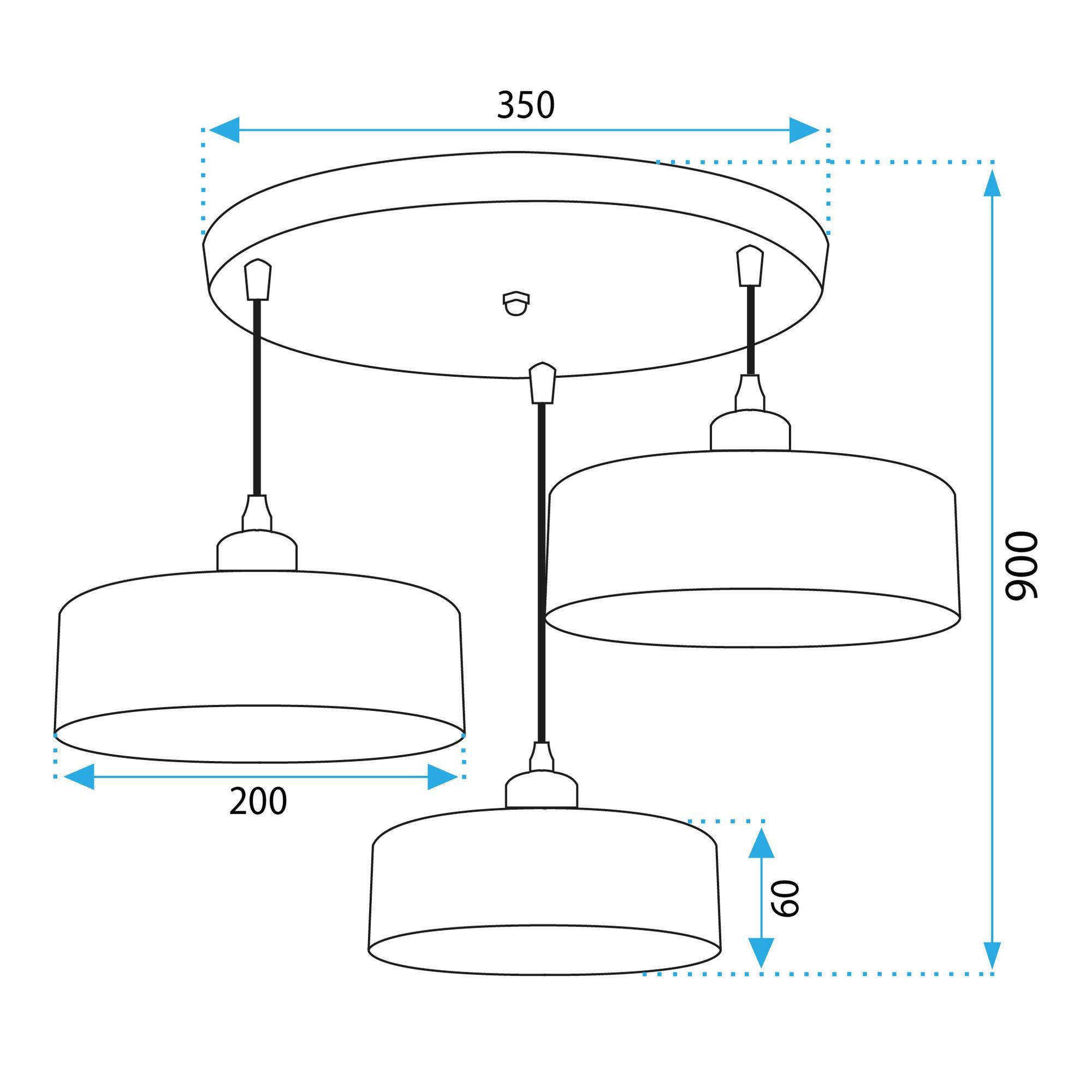 Lampa Wisząca APP1334-3CP Black Gold