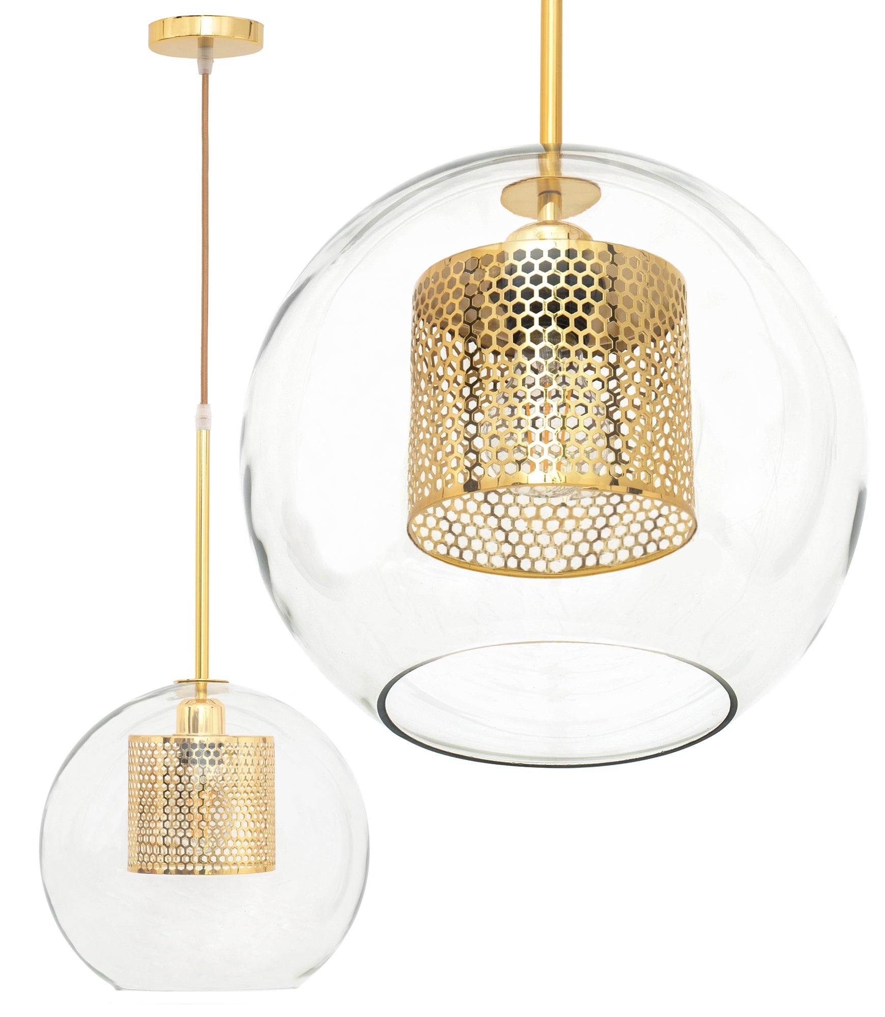 Lampa wisząca szklana loft APP554-1CP 20cm Złota  1