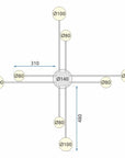LAMPA SUFITOWA NOWOCZESNA 8-RAMIENNA LED APP524-8C Złota