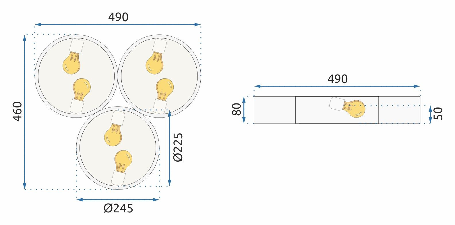 Lampa Plafon APP878-C Triple 3x40cm Czarna