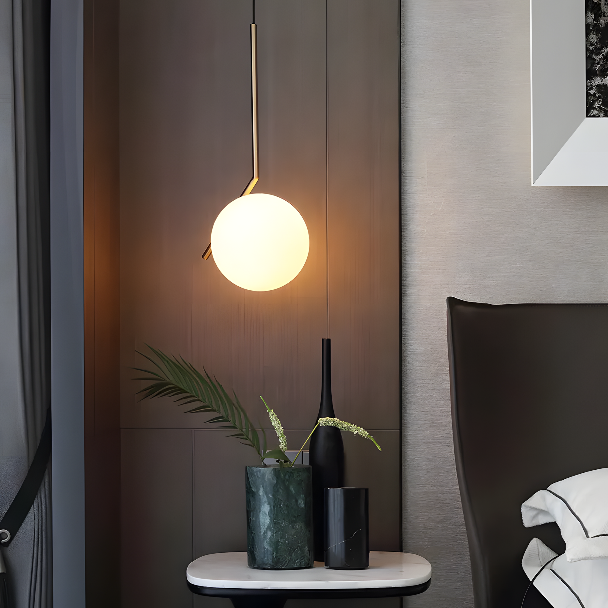 Lampa Sufitowa Wisząca Szklana Kula  G106-1W Złota Biała  9