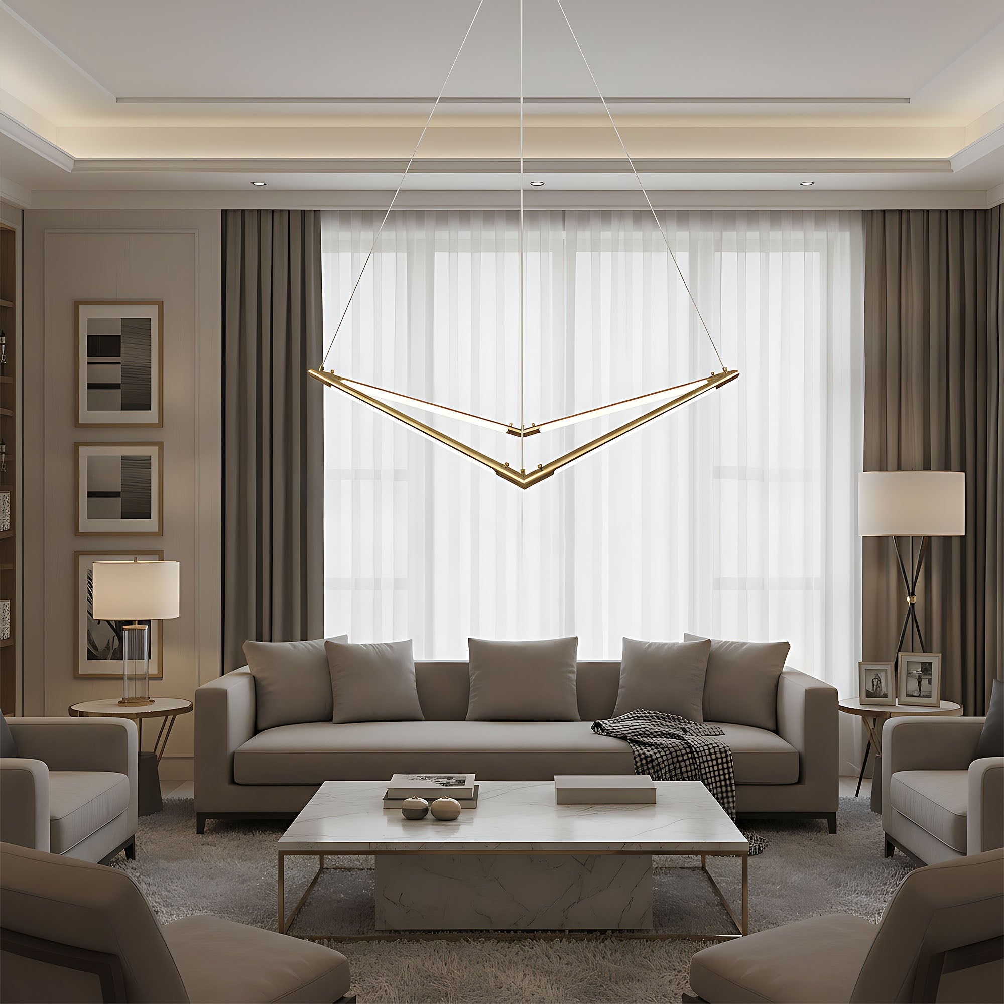 Lampa wisząca LED APP1776-CP Złota Szczotkowana  2