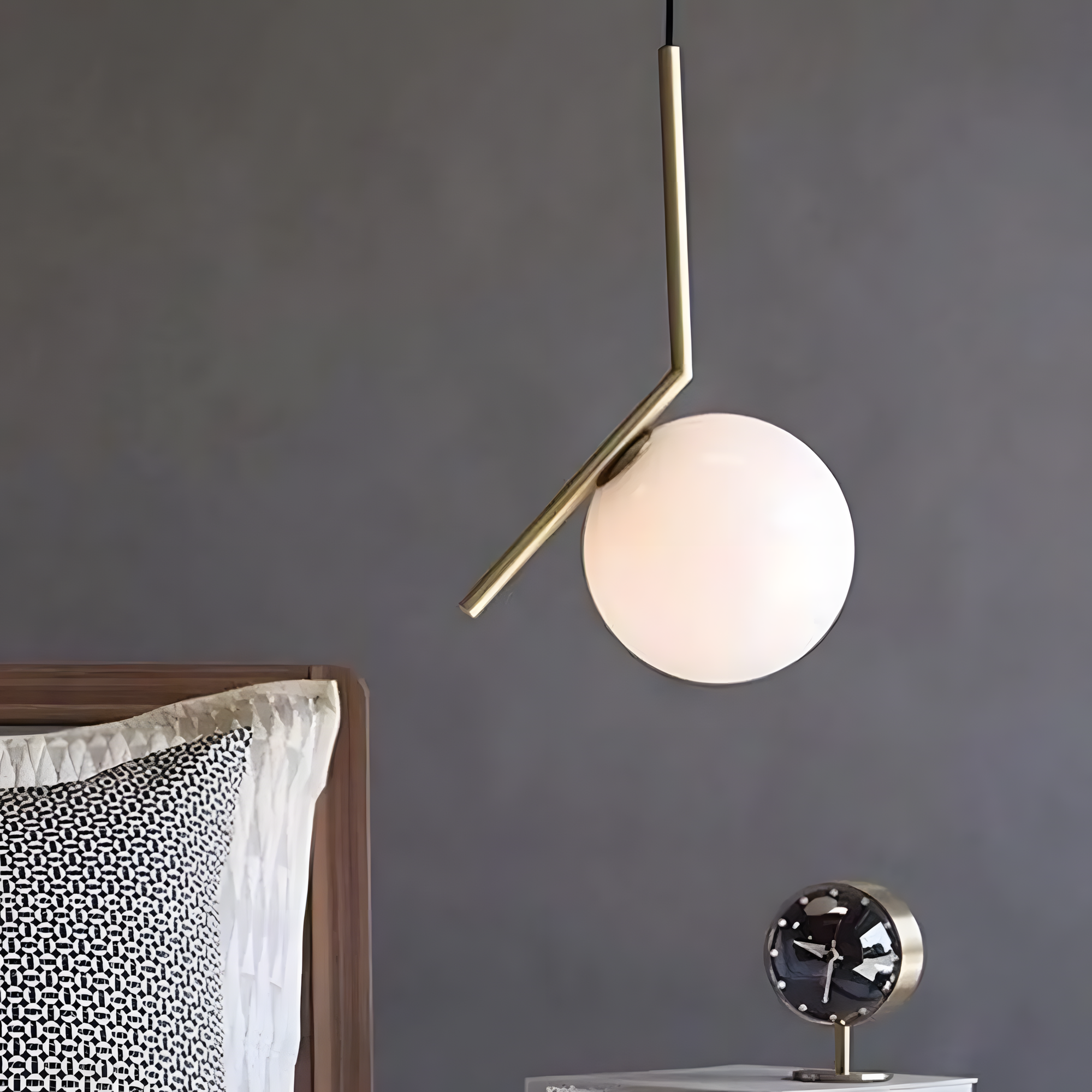 Lampa Sufitowa Wisząca Szklana Kula  G106-1W Złota Biała  5