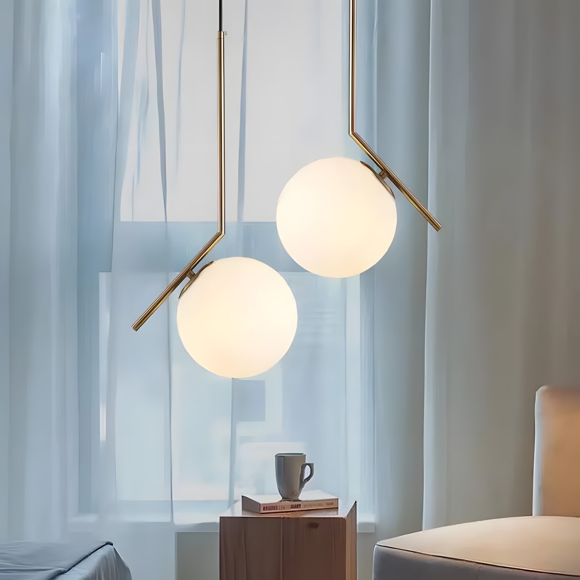 Lampa Sufitowa Wisząca Szklana Kula  G106-1W Złota Biała  6