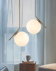 Lampa Sufitowa Wisząca Szklana Kula  G106-1W Złota Biała  6