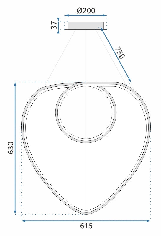 Lampa Sufitowa Wisząca Loop LED + Pilot APP798-cp Chrom  9