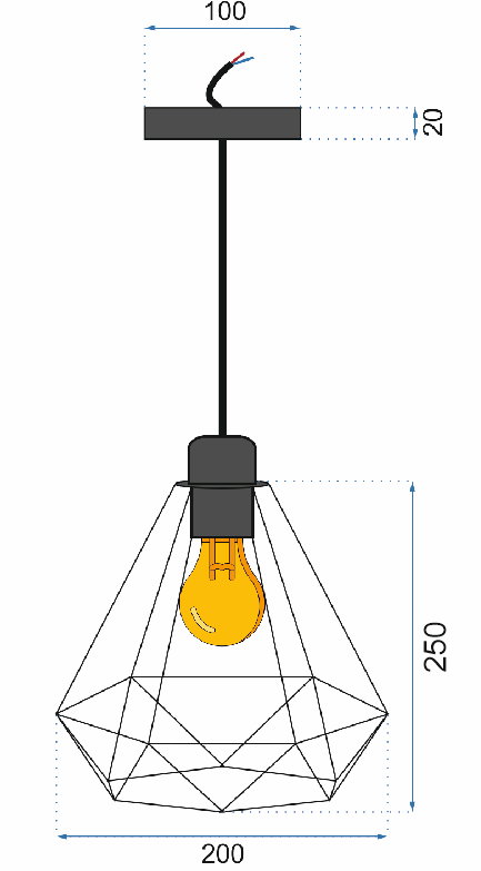 LAMPA WISZĄCA DIAMENT  392197 Jasno Złota