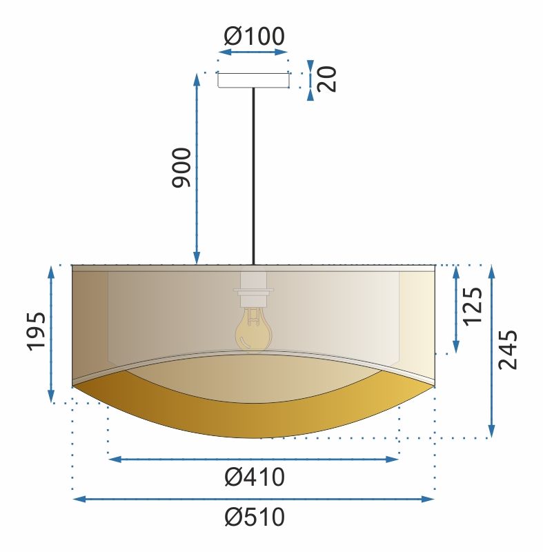 Lampa Wisząca  50cm APP970-1CP Beżowa