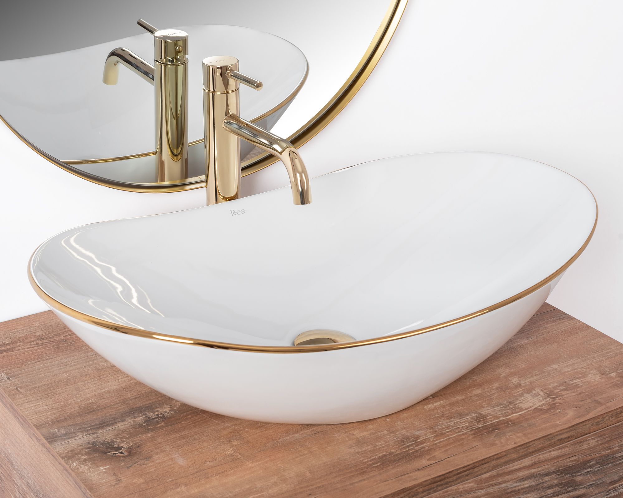 Umywalka nablatowa Rea Royal Gold Edge