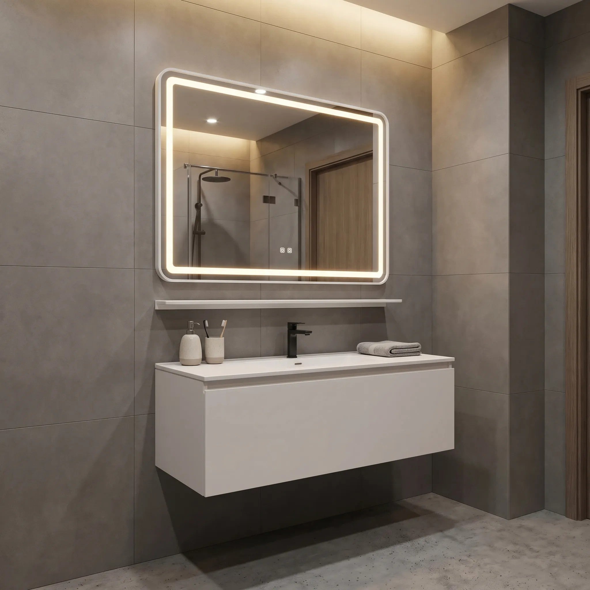 Lustro ścienne LED  z półką 80x60cm L-8060  5