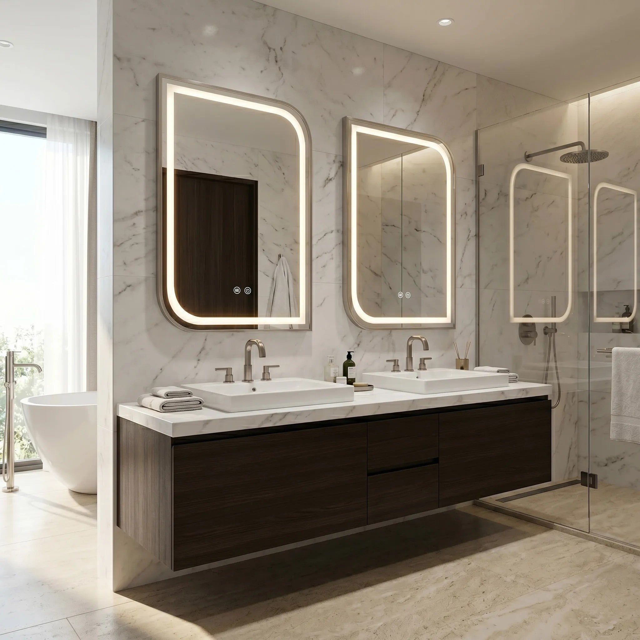 Lustro ścienne LED ZONE 70x50 Nikiel Szczotkowany  5