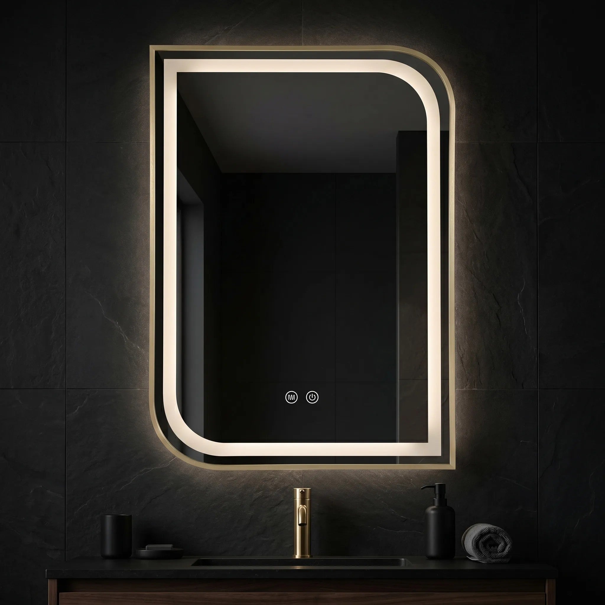 Lustro ścienne LED ZONE 70X50 Złoty Szczotkowany  5
