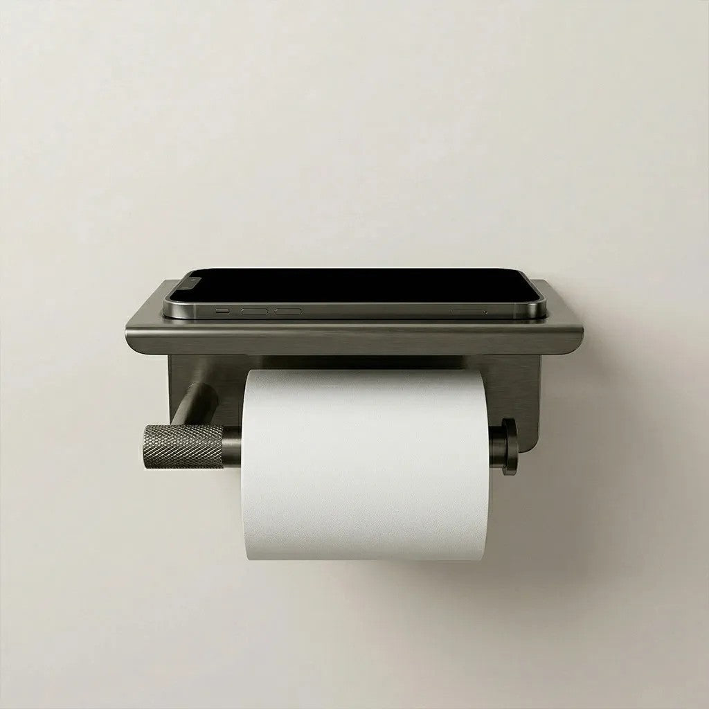 Uchwyt na papier toaletowy z półką 6613 Modern Tytan  5
