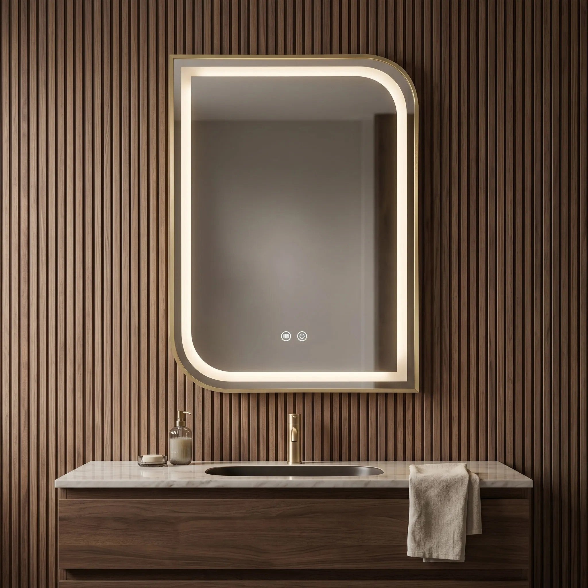 Lustro ścienne LED ZONE 80X60 Złoty Szczotkowany  5